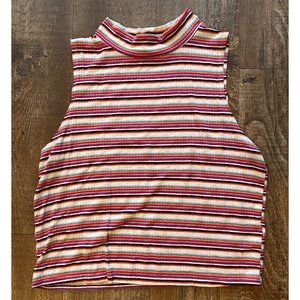 Colorful Striped Mock Neck Tank Top